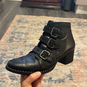 Short black Paul Green studded booties